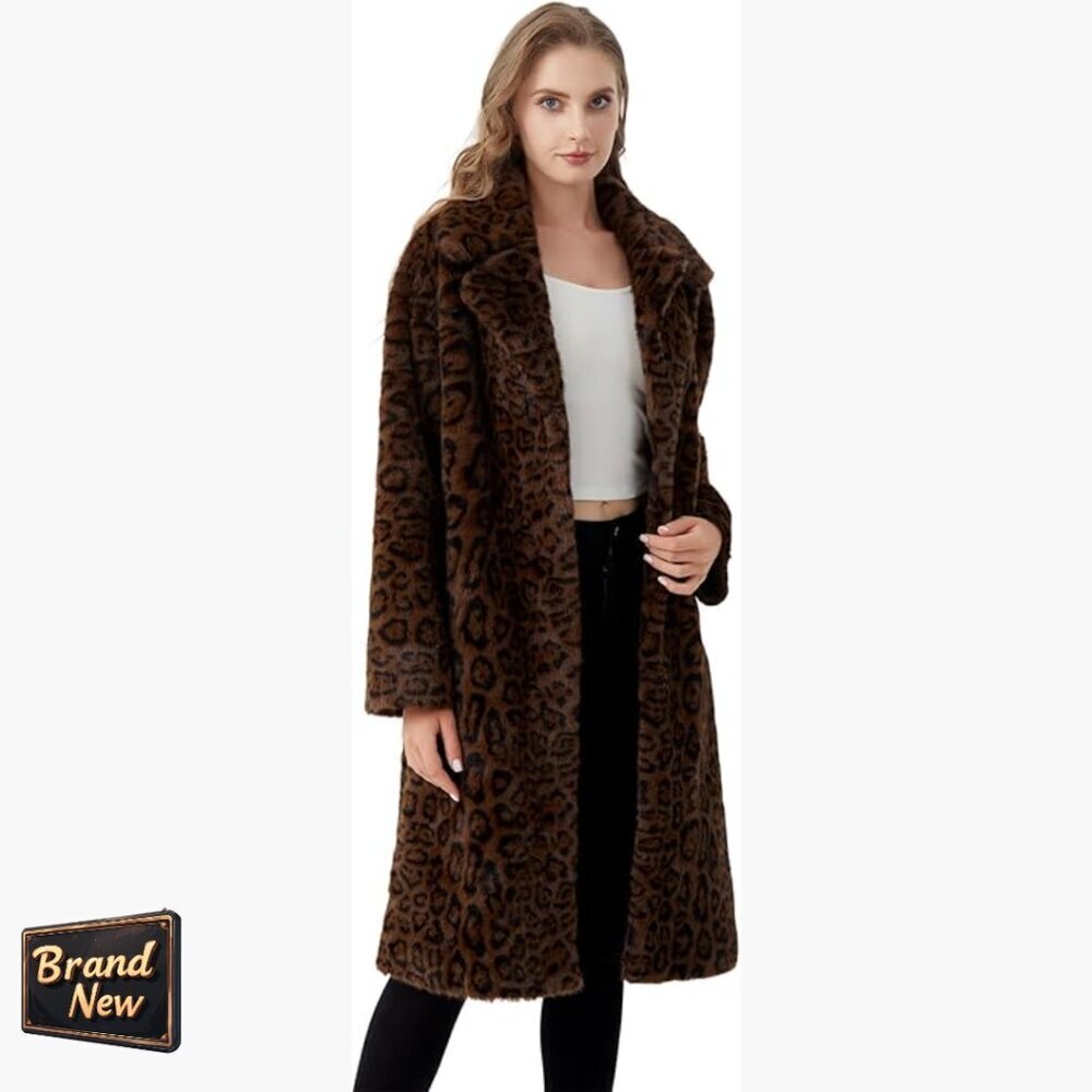 Reversible Faux Fur Trench Coat, Long Sleeve Wrap Style, Winter Overcoat
